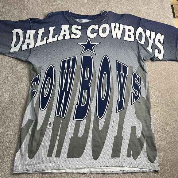 Rare VTG MAGIC JOHNSON Dallas Cowboys All Over Print Single Stitch T Shirt 90 L - Picture 1 of 8